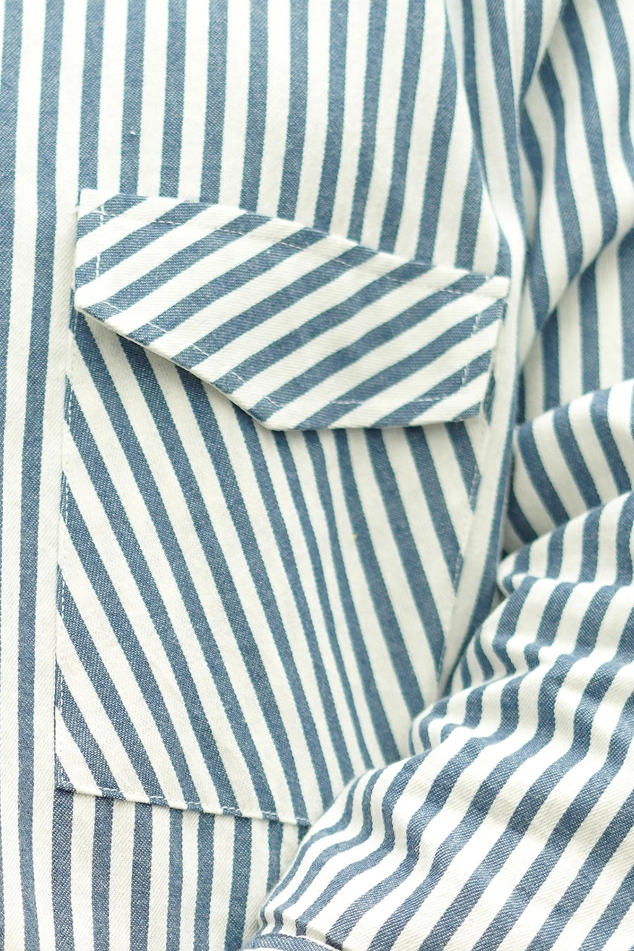Blue & White Striped Cotton Casual Jacket
