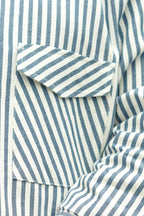 Blue & White Striped Cotton Casual Jacket
