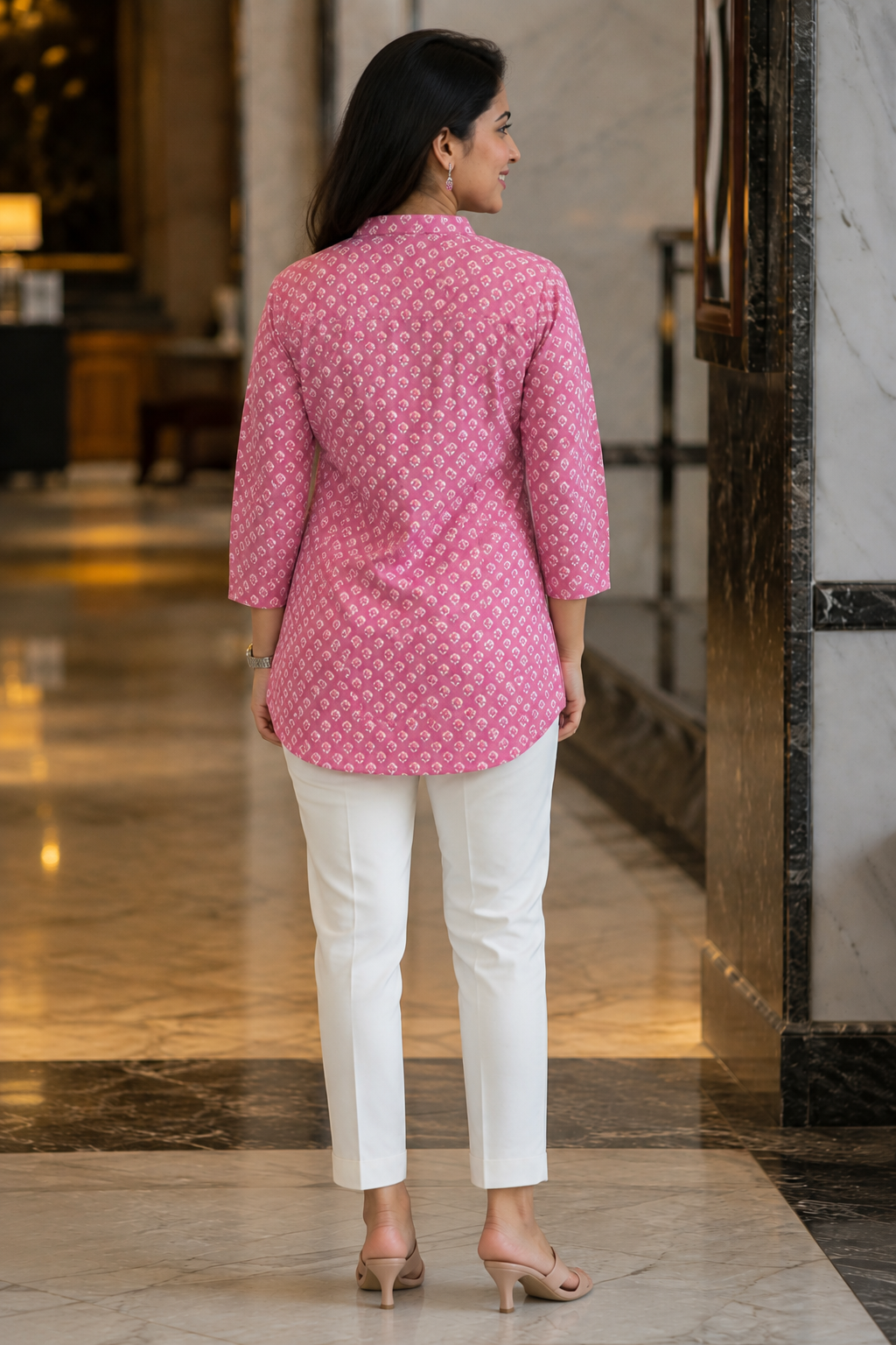 Mauve Printed Straight Kurti for Women