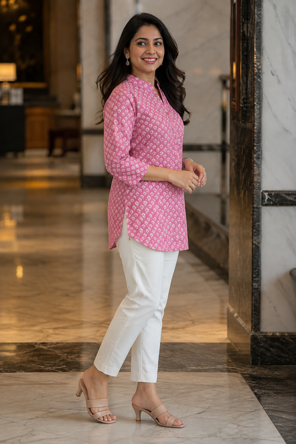 Mauve Printed Straight Kurti for Women