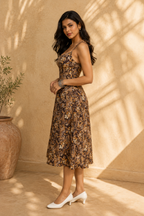 Vintage Paisley Crepe Midi Dress