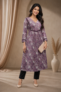 Women’s Purple Printed A-Line Kurti