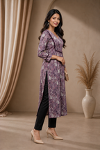Women’s Purple Printed A-Line Kurti