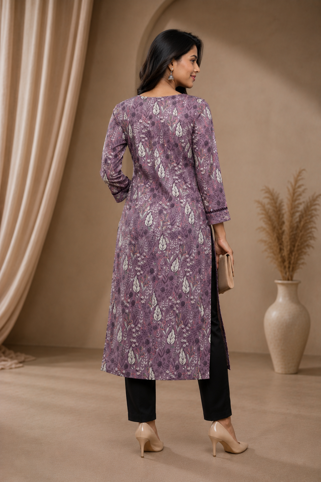 Women’s Purple Printed A-Line Kurti