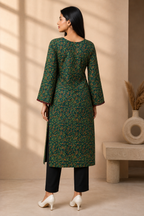 Green Ethnic Floral Printed Kurti