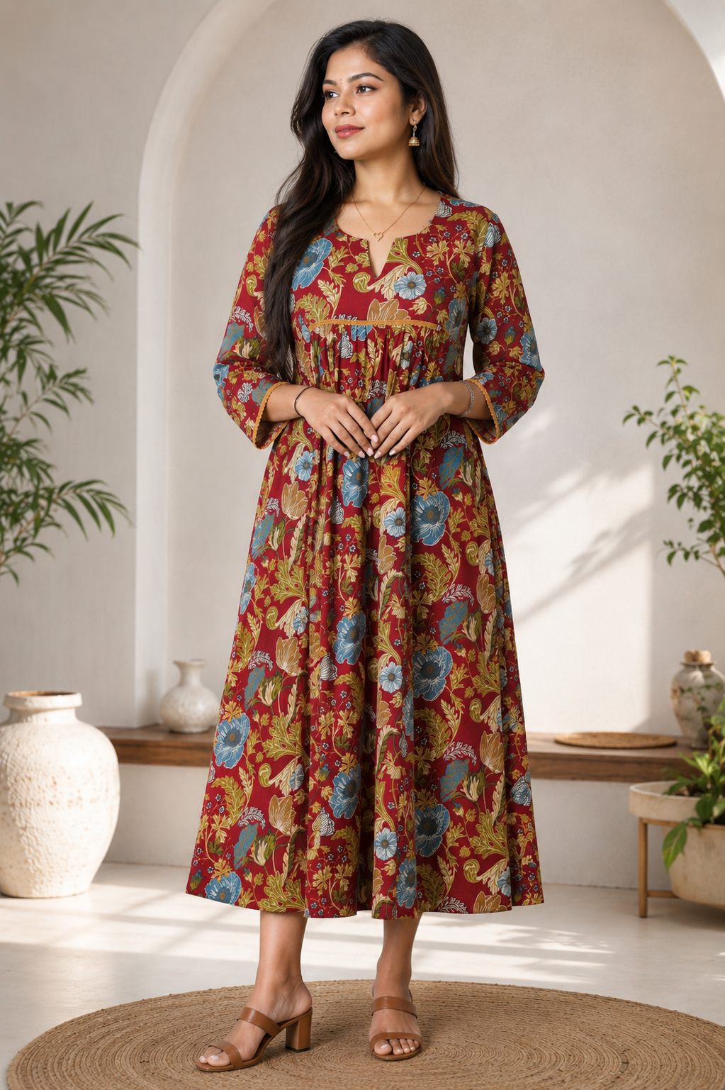 Floral Cotton Long Kurti