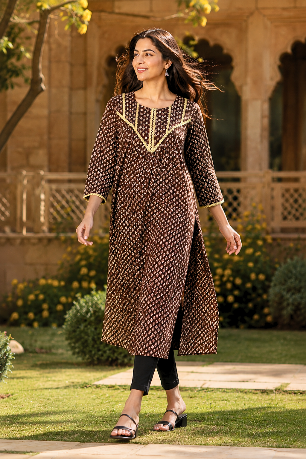 Dark brown long kurti