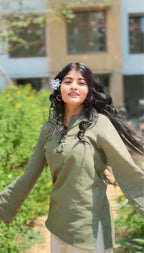 Olive Green Casual Kurti Top for Women