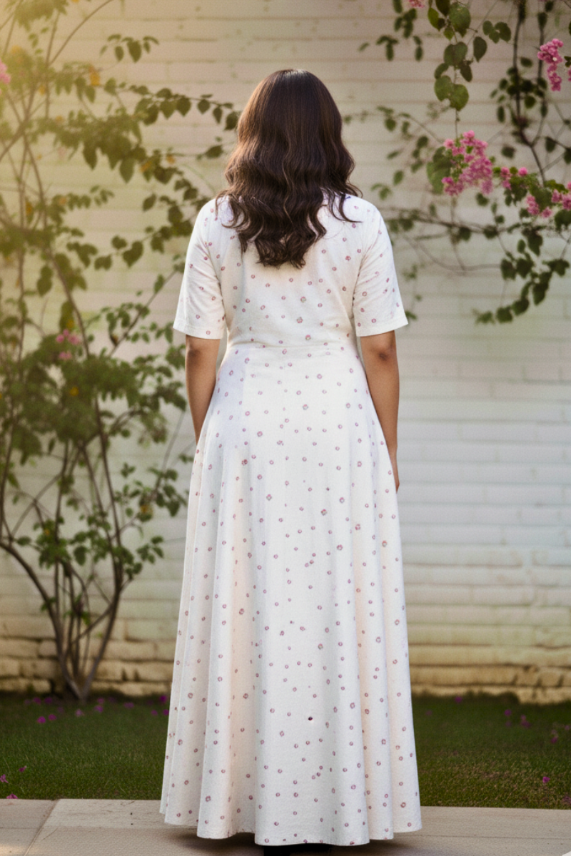 Blush Print Soft Cotton Maxi Kurta