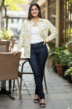 Soft Floral Printed Shirt-Style Kurti