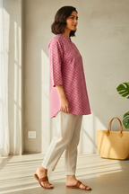 Mauve Printed Straight Kurti for Women