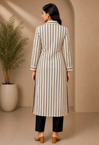 Multicolor Striped Button-Down Long Kurta