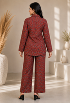 avAraNIya® Pure Cotton Ajrakh Co-ord Set (RED)