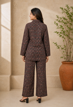 avAraNIya® Pure Cotton Ajrakh Co-ord Set (BLACK)