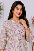 Floral Sage Green Cotton Shirt