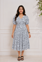 avAraNIya® Abstract Print Crepe Midi Dress