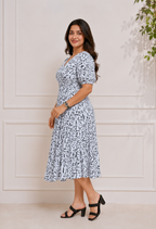 avAraNIya® Abstract Print Crepe Midi Dress