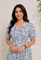 avAraNIya® Abstract Print Crepe Midi Dress