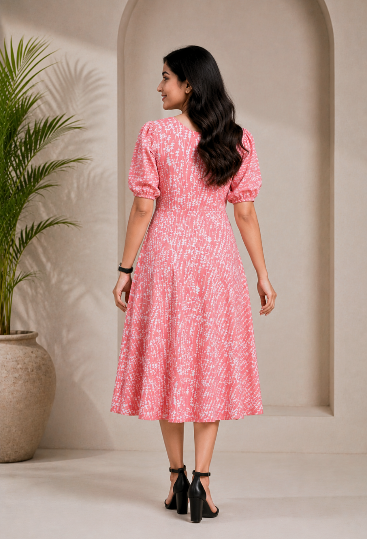 avAraNIya® Abstract Print Crepe Midi Dress