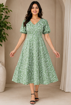avAraNIya® Abstract Print Crepe Midi Dress
