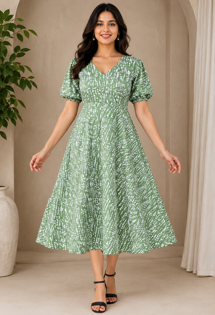 avAraNIya® Abstract Print Crepe Midi Dress