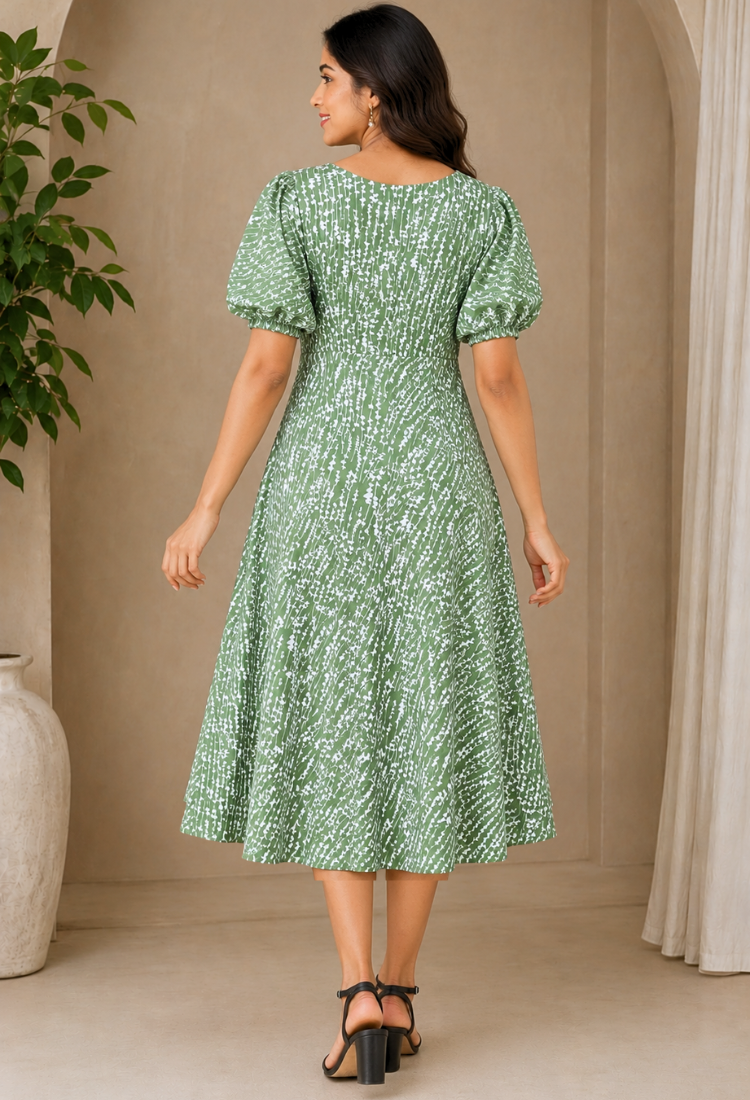 avAraNIya® Abstract Print Crepe Midi Dress