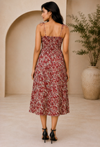 Vintage Paisley Crepe Midi Dress