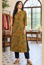 Pink Floral Printed Long Kurti for Women – Straight Fit Ethnic Wear