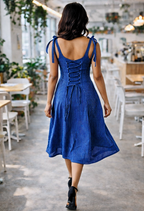 Elegant Wooden Button-Down Midi Dress for Women