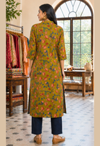 Pink Floral Printed Long Kurti for Women – Straight Fit Ethnic Wear