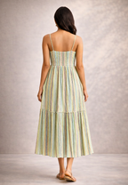 Pastel Striped Tiered Maxi Dress for Women – Sleeveless Summer Casual Dress