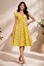 Floral Printed Short Dress for Women