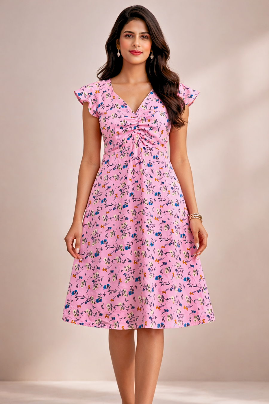 Floral Printed Short Dress for Women