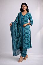 Floral Printed Kurta & Dupatta Set