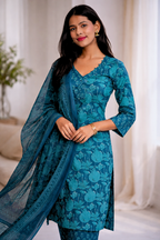 Floral Printed Kurta & Dupatta Set