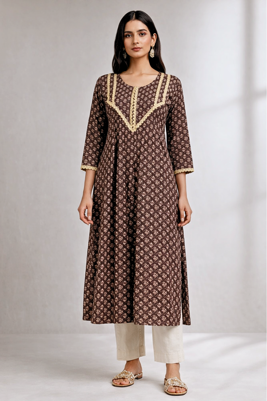 Dark brown long kurti