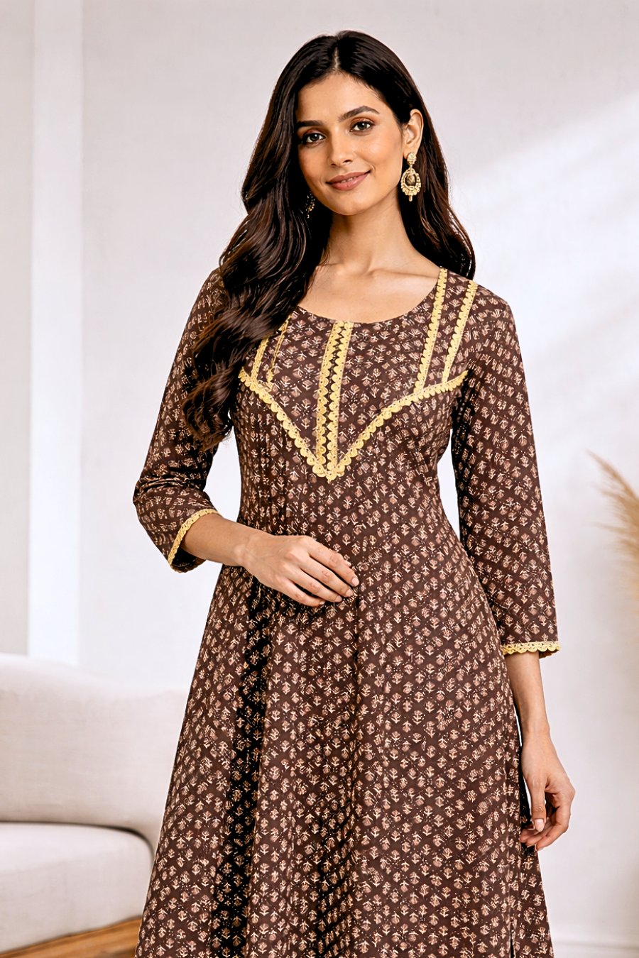 Dark brown long kurti