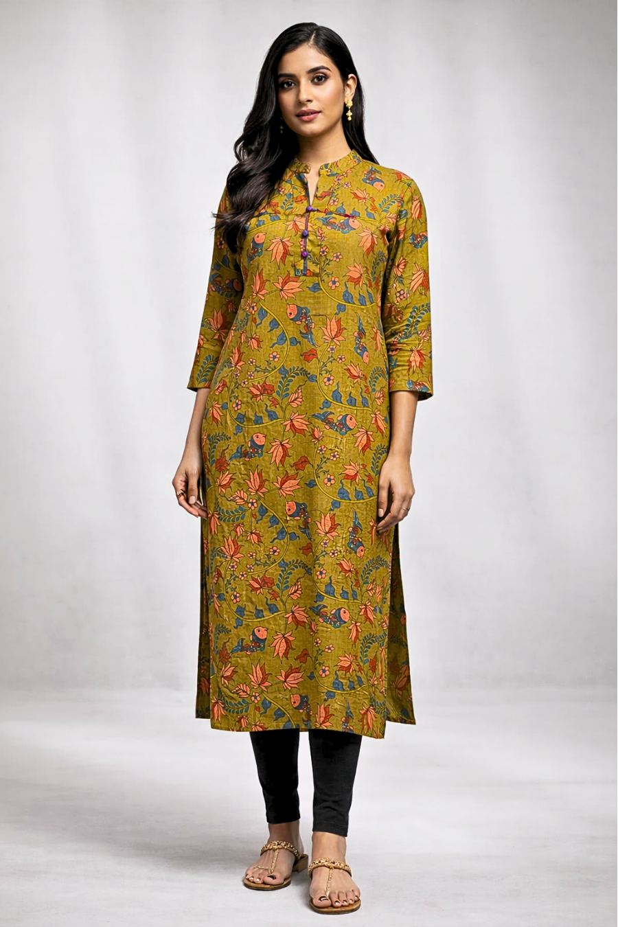 Pink Floral Printed Long Kurti for Women – Straight Fit Ethnic Wear