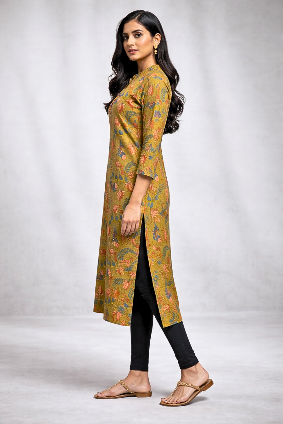 Pink Floral Printed Long Kurti for Women – Straight Fit Ethnic Wear