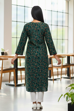 Green Ethnic Floral Printed Kurti