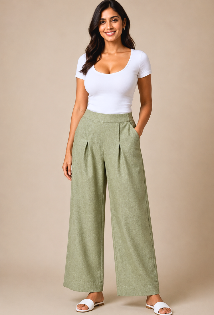avAraNIya® Women High Waist Wide Leg Trouser Pants
