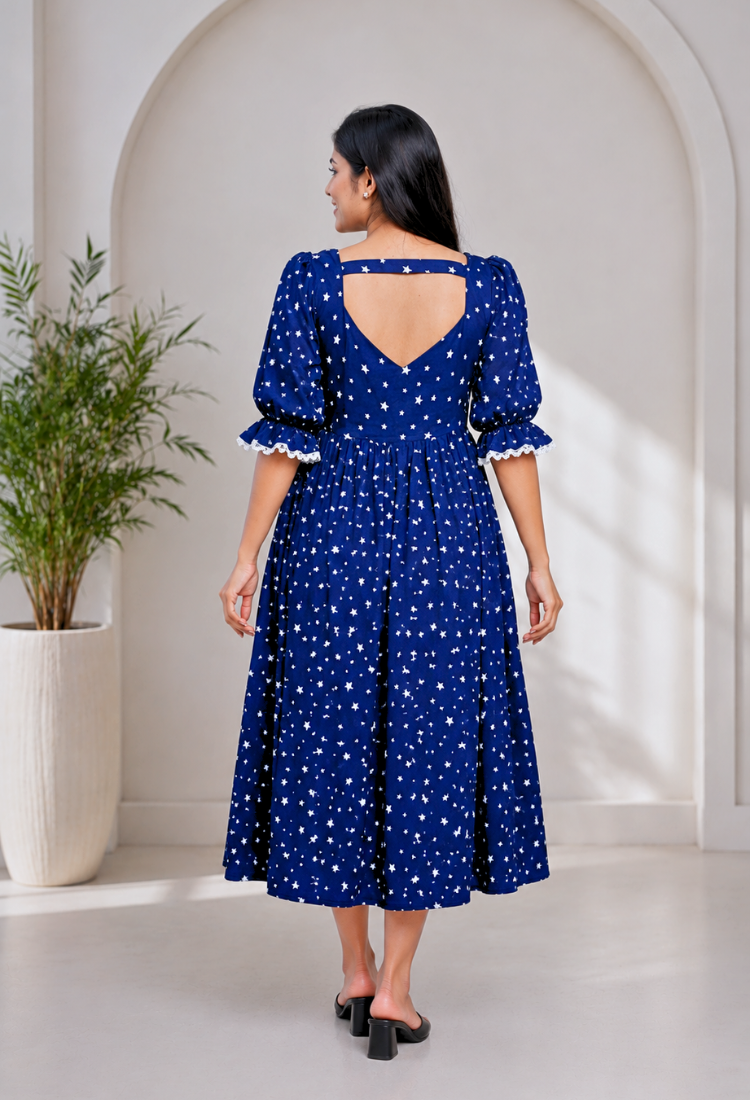 American Crepe Starry Charm Midi Dress