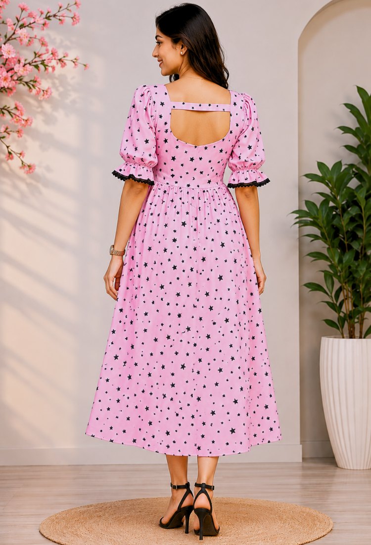 American Crepe Starry Charm Midi Dress