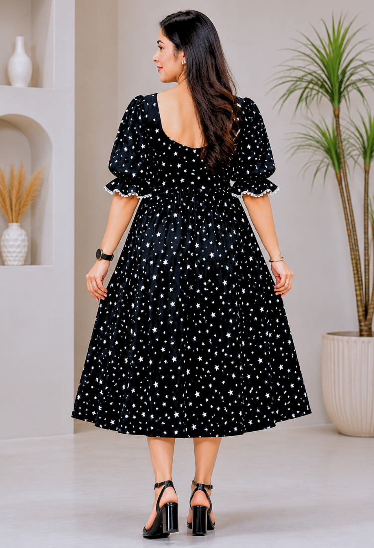 American Crepe Starry Charm Midi Dress