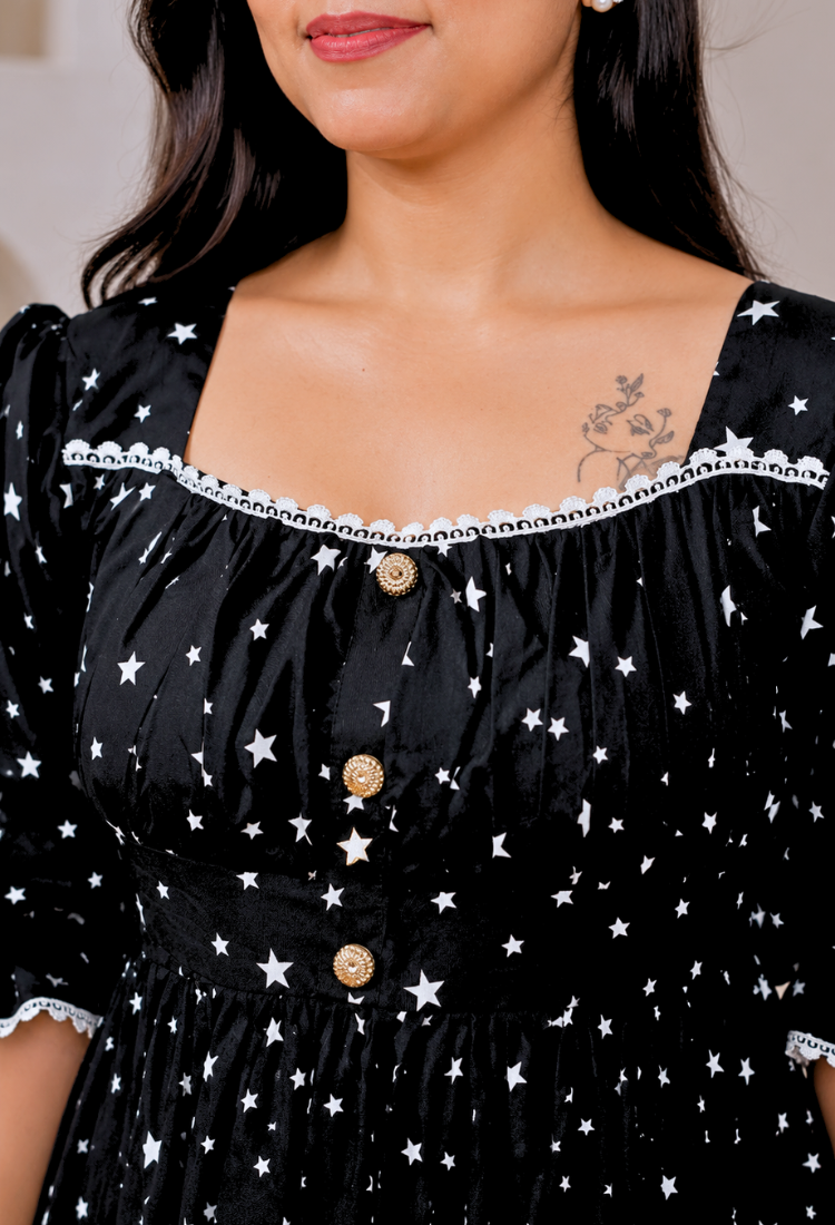 American Crepe Starry Charm Midi Dress