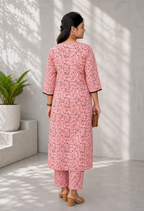 avAraNIya® Floral American Crepe Kurti Set for Women | V-Neck Printed Kurta with Pant
