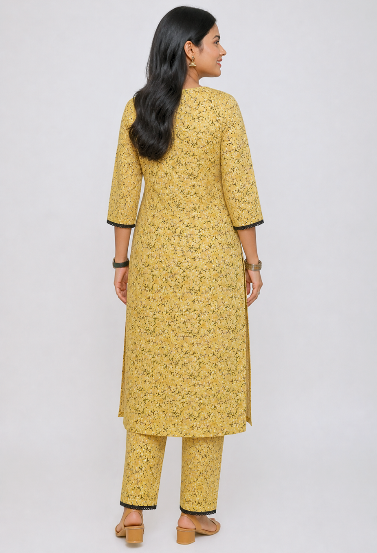 avAraNIya® Floral American Crepe Kurti Set for Women | V-Neck Printed Kurta with Pant