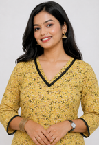 avAraNIya® Floral American Crepe Kurti Set for Women | V-Neck Printed Kurta with Pant