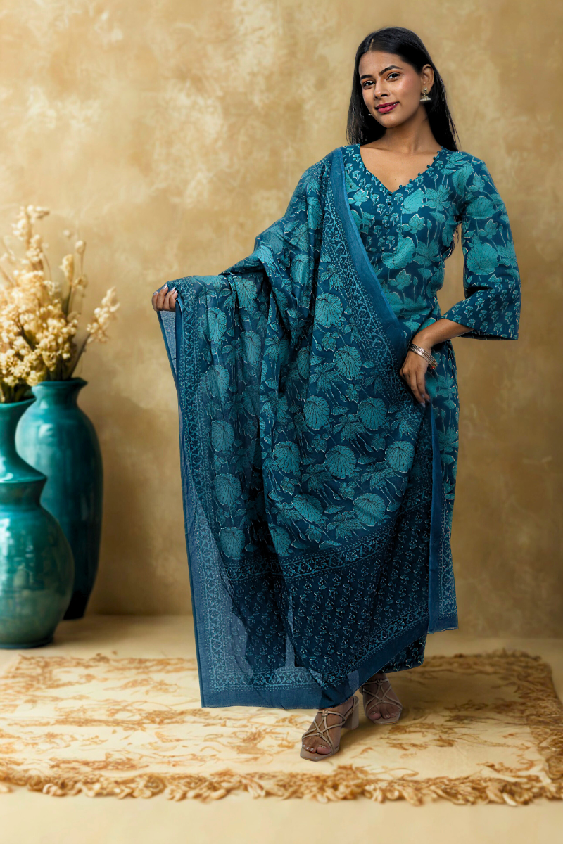 Floral Printed Kurta & Dupatta Set