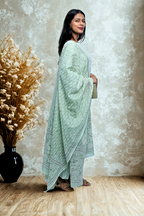 Sage Green Ethnic Printed Cotton Suit Set